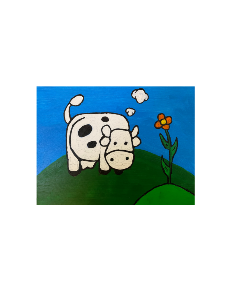 Glückliche Kuh 30x25