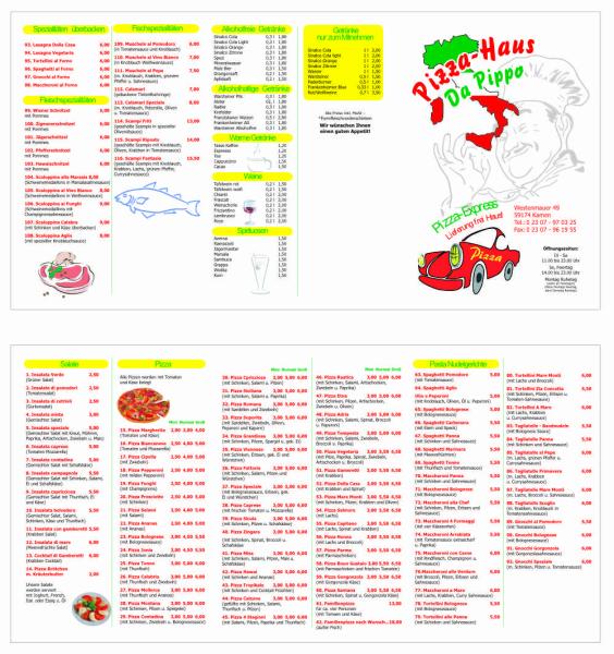 Gestaltung & Druckvorlagenerstellung Speisekarte